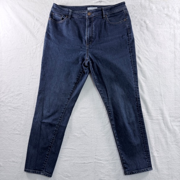 LOFT Denim - LOFT‎ Curvy High Waist Skinny Ankle Jeans Blue Dark Wash Denim Size 31 12P